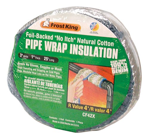 Frost King CF42X Foil Backed 'No Itch' Natural Cotton Pipe Wrap, 3-Inch x 1-Inch x 25-Feet