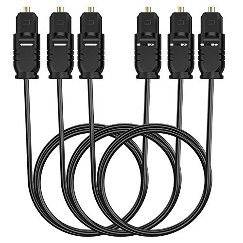 3-Pack Optical Audio Cable(6ft),Toslink Digital Fiber Optic Cable Compatible with Home Theater, Sound Bar, TV, PS4, Xbox, Playstation