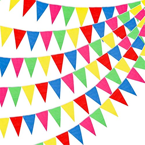 RUBFAC 1020ft 720pcs Colorful Flag Pennants Multicolor Rainbow Pennant Banner Nylon Cloth Banner, Garland for Grand Opening, Party Celebrations, Classroom Decoration
