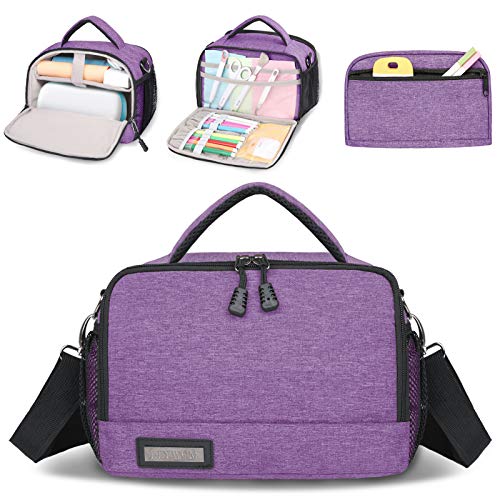 LLYWCM Lightweight Carrying Bag Compatible with Cricut Explore Air, Cricut Maker and Cricut Explore Air 2, Foldable Travel Tote Case for Die-Cut Machines Accessories and Supplies (C-Purple)