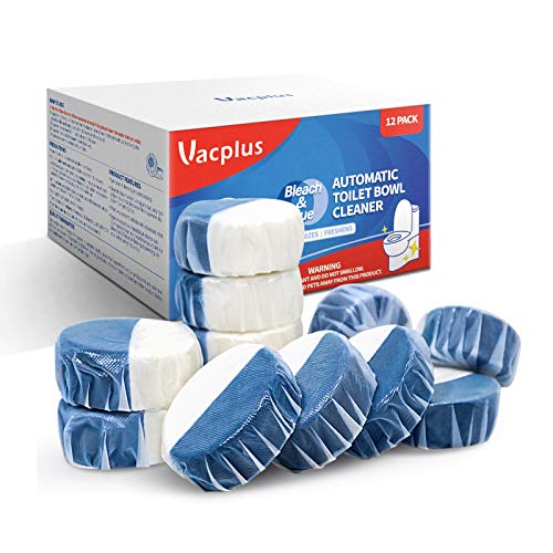 Vacplus Automatic Toilet Bowl Cleaner Tablets(12 Pack), Bathroom Toilet Tank Cleaner, Toilet Blue & White Clean Bubbles, Long-lasting, Fresh Smell, No Pungent Odor