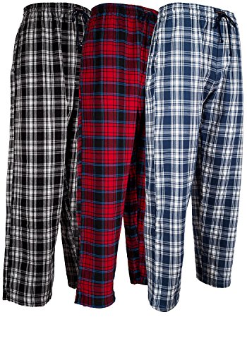 Andrew Scott Men's 3 Pack Cotton Flannel Fleece Brush Pajama Sleep & Lounge Pants (XL / 40-42, 3 Pack - Classic Flannel Assorted Plaids)