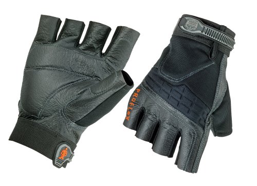 Ergodyne ProFlex 900 Impact-Reducing Half-Fingered Work Gloves, Medium