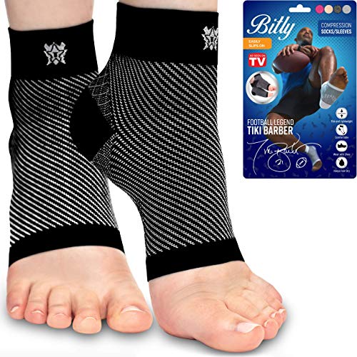 Plantar Fasciitis Socks, Compression Foot Sleeves with Arch Support for Men and Women, Black, Large