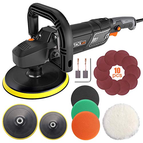 Polisher, TACKLIFE Buffer Polisher 7-Inch/6-Inch 12.5Amp, With 6 Variable Speeds, Digital Screen, Lock Switch, Detachable Handle, Ideal For Car Sanding, Polishing, Waxing, Sealing Glaze - PPGJ01A