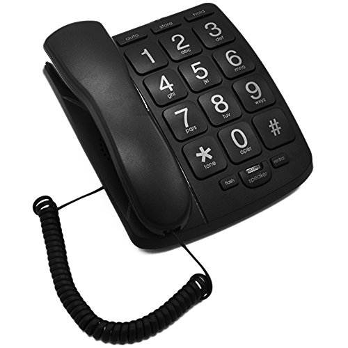 KerLiTar LK-P02B Amplified Big Button Landline Phones for Seniors Perfect for Low Vision and Hearing Impaired Aids with Loud Handsfree Speakerphone Telephone Landline Wall Phone(Black)