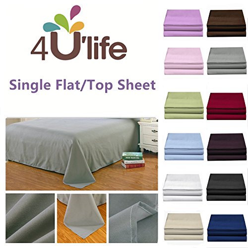 4U LIFE 2 Piece Flat Sheet-Ultra Soft and Comfortable Microfiber, Twin, Black