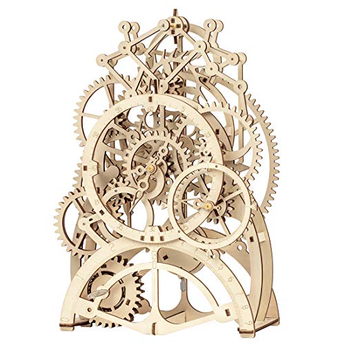 ROKR 3D Wooden Mechanical Pendulum Clock Puzzle,Mechanical Gears Toy Building Set,Family Wooden Craft KIT Supplies-Best Birthday Gifts for Kids Adults to Build