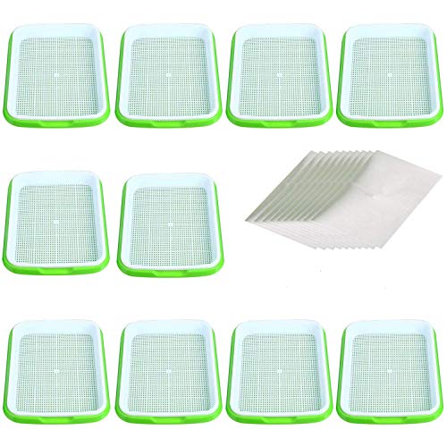 Seed Sprouter Tray Seed Germination Tray BPA Free Nursery Tray for Seedling Planting Suit for Garden Home Office (32cm25cm4.5cm-10pcs Without lid)