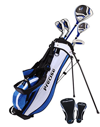 Distinctive Left Handed Junior Golf Club Set for Age 9 to 12 (Height 4'4' to 5'), Left Handed Only, Set Includes: Driver (15'), Hybrid Wood (22, 2 Irons, Putter, Bonus Stand Bag & 2 Headcovers