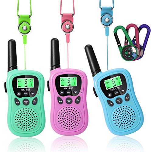 Walkie Talkies for Kids, Range Up to 3Miles with LCD Display & Flashlight Walkie Talkies for Boys Girls Outdoor Toys Adventures Camping Best Gifts for 3-12 Year Old Children Kids Toy - 3 Pack