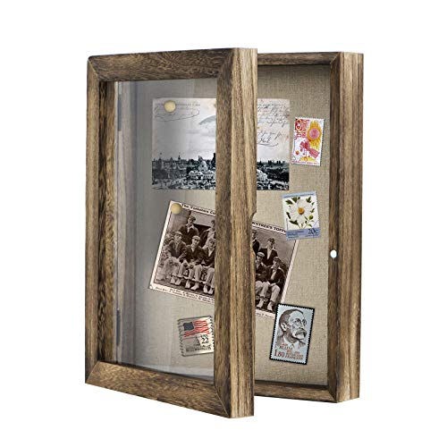 Love-KANKEI Shadow Box Frame 8x10 Shadow Box Display Case with Linen Back Memorabilia Awards Medals Photos Memory Box Carbonized Black/Brown