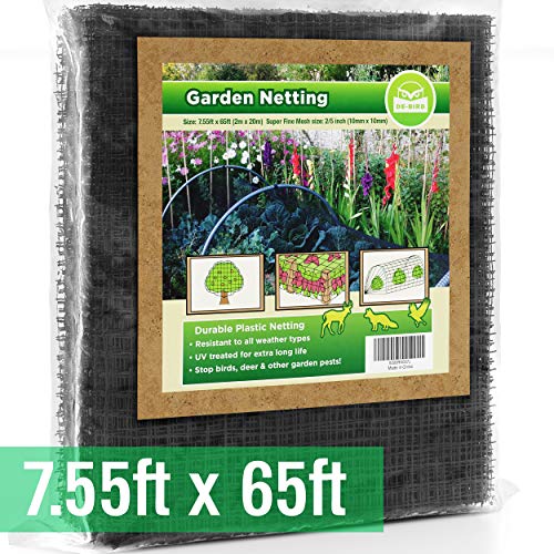 Bird Netting [Heavy Duty] Protect Plants and Fruit Trees - Extra Strong Garden Net Is Easy to Use, Doesn't Tangle and Reusable - Lasting Protection Against Birds, Deer and Other Pests (7.5ft x 65ft)