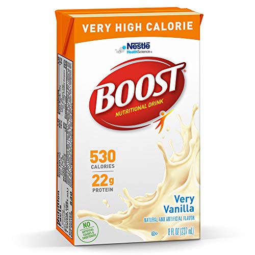 Boost Very High Calorie Complete Nutritional Drink, Very Vanilla, 8 Ounce Box, Pack of 27