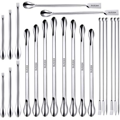 22 Pieces Stainless Steel Lab Spatula Micro Scoop Set Laboratory Sampling Spoon Mixing Spatula for Gel Cap Filler