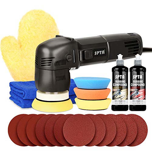 Polisher, SPTA Orbital Car Polisher 3 Inch 10mm/780W Variable Speed Orbit Dual Action Polisher Auto Detailing Tools Come with DA Polishing Pads+Sanding Discs+Pad Conditioning Brush+Car Scratch Remover