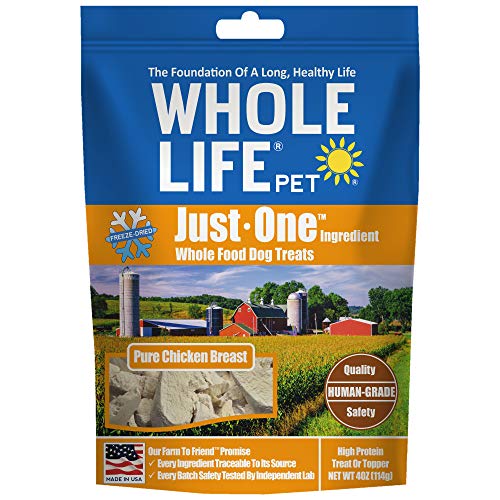 Whole Life Pet Healthy Dog Treats, Human-Grade Chicken, Protein Rich for Training, Picky Eaters, Digestion, Weight Control, Made in the USA, 4 Ounce