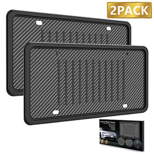 LEADSTAR License Plate Frames Silicone License Plate Holder, Rust-Proof Rattle-Proof Weather-Proof with 3 Drainage Holes Black Silicone License Plate Frame Cover (2 Pack)