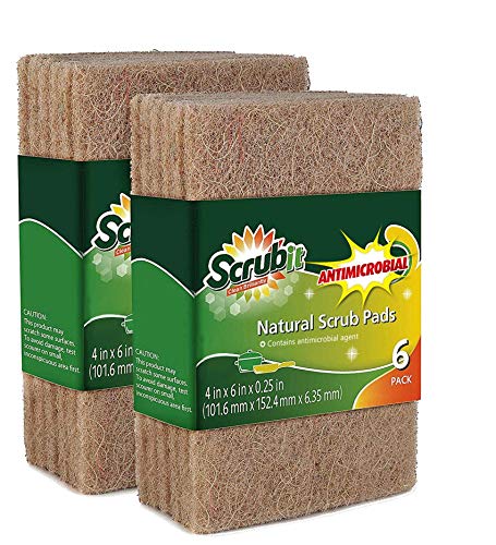 SCRUBIT All Natural Scouring Pad by Scrub-it - Cuts Through Kitchen Dirt with Ease - Dish and Pot Non-Scratch Scrubber - 100% Natural Sisal Cleaning Scrubbing Pads - Anti Bacterial - 12 Pack