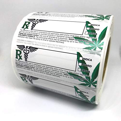 Generic Medical Rx Leaf Labels 3x1 inches, 1000 Stickers per roll, Universal Compliant Identification Adhesive Labels