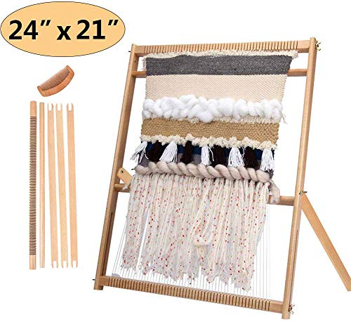 Weaving Loom with Stand 24'H x 21'W (Approx.) Wooden Multi-Craft Weaving Loom Arts & Crafts, Extra-Large Frame, Develops Creativity and Motor Skills Weaving Frame Loom with Stand (with Instructions)