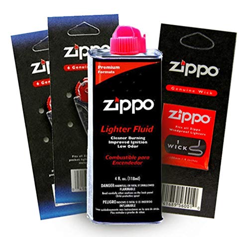 Zippo Gift Set - 4 oz Lighter Fluid 1 Wick Card & 2 Flint Card (12 flints)