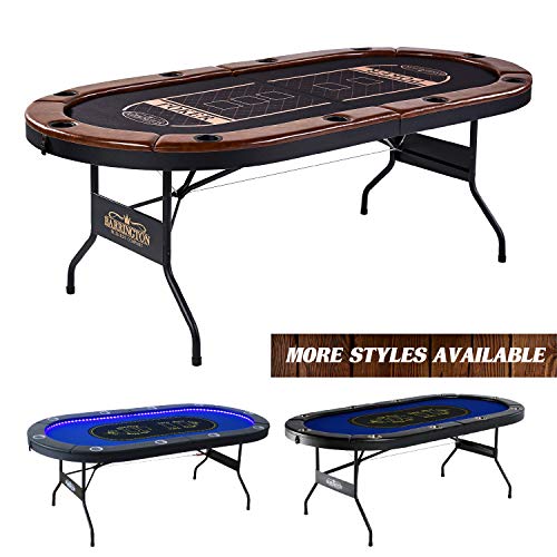 Barrington Charleston Poker Table for 10 Players with Faux Leather Padded Rails and Cup Holders