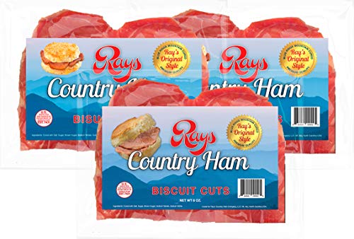 Rays Country Ham - 1.5 lb. / 3 - 8 oz. Packs - Biscuit Cuts - Blue Ridge Mountain Cured