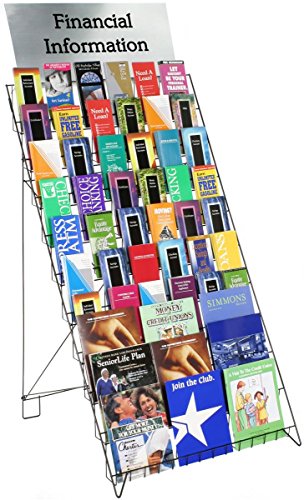 Wire Display Rack for Books, Magazines and CDs, 29'w Floor-Standing Fixture with 10 Display Tiers (Black)