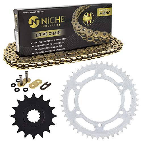 NICHE Drive Sprocket Chain Combo for Yamaha XJ6 FZ6R Diversion XJ6 Front 16 Rear 46 Tooth 520V-X X-Ring 118 Links