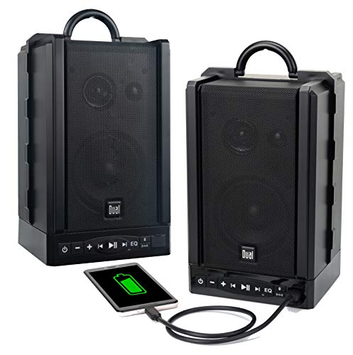 Dual Electronics LU48BTS Wireless Portable Bluetooth Speakers | TruWireless Stereo | 100ft Wireless Range | Loud & Deep Rich Bass | 12 Hour Playtime | IPX4 | No Wires Needed | Sold in Pairs
