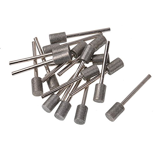 Diamond Grinding Bits Kangteer 20pcs 1/8' Shank 6mm Cylindrical Nose Diamond Polishing Abrasive Mounted Points