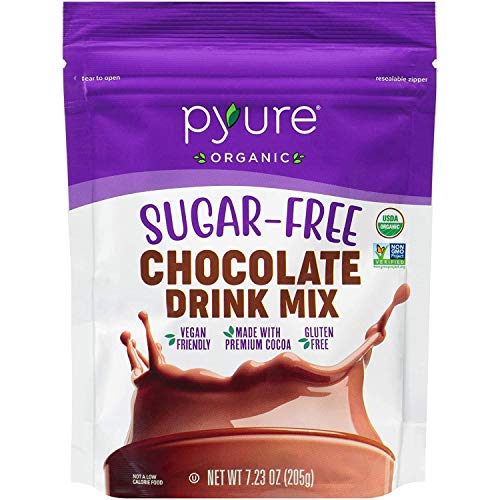 Pyure Organic Chocolate Drink Mix With Cocoa by | Sugar-Free, Keto, 1 Net Carb | 7.23 Oz