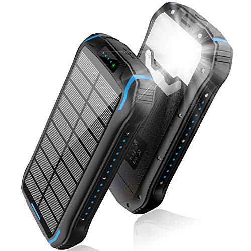 Solar Charger 26800mAh, Solar Power Bank, Portable Charger Battery Pack with 3 Outputs & 2 Inputs(Micro USB ＆ Type-C) Huge Capacity Backup Battery Compatible Smartphone, Tablet and More