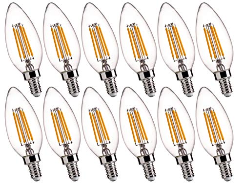 B11 E12 LED Candelabra Base Bulbs 60W Equivalent - FLSNT 4.5W Dimmable LED Candle Light Bulbs - 2700K Soft White,450LM,CRI80 - Pack of 12