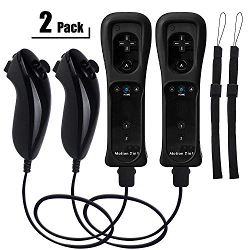 2 Sets Wii Remote Controller with Build-in Motion Sensor Plus and 2 Nunchuck