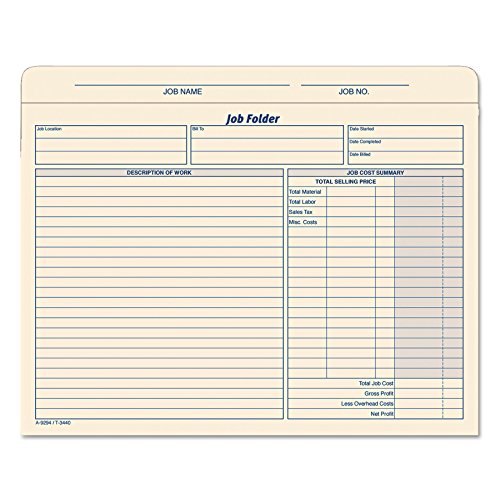 TOPS Job Folder File Jackets, 11.75 x 9.5 Inches, Manila, 20-Pack (3440)