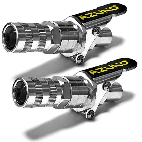 AZUNO Grease Gun Coupler, 2nd Generation Upgraded to 12,000 PSI, Grease Gun Tips Quick Lock and Release, Compatible with All Grease Guns 1/8' NPT Grease Gun Fittings (2 Pack)