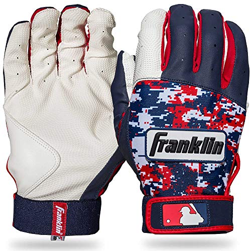 Franklin Sports MLB Digitek Baseball Batting Gloves - White/Navy/Red Digi - Youth Small