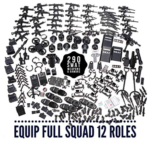 inFUNity Swat Minifigures Armor and Weapons Guns Accessories Pack (290 PCS) Fit 12 Police Minifigures