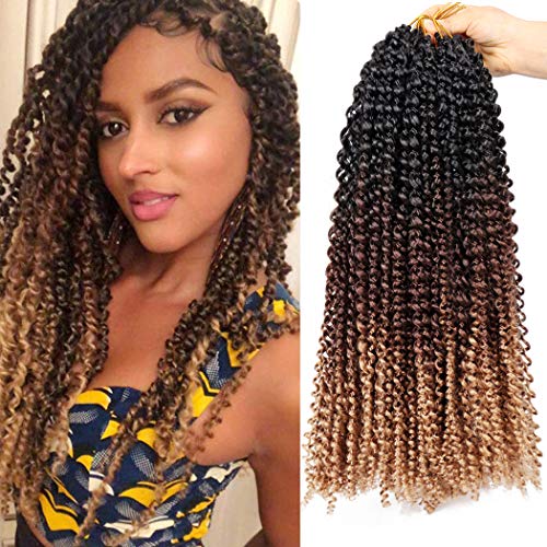 7 Packs Passion Twist Hair Braids 18 Inch Water Wave Synthetic Hair for Passion Twist Crochet Braiding Hair Goddess Locs Long Bohemian Locs (22Strands/Pack, T1B/30/27#)