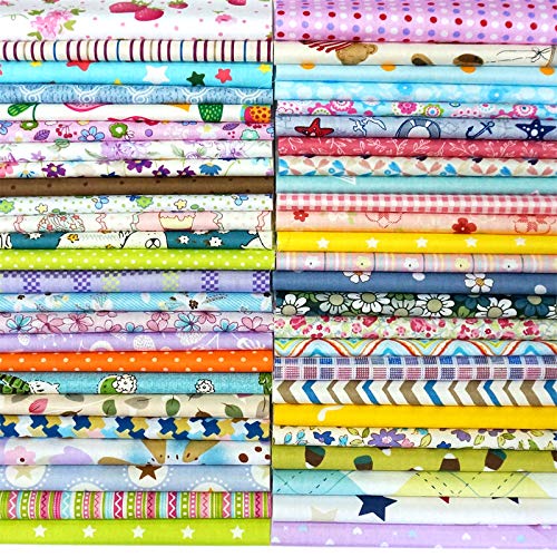 Misscrafts 50pcs 8' x 8' (20cm x 20cm) Top Cotton Craft Fabric Bundle Squares Patchwork DIY Sewing Scrapbooking Quilting Dot Pattern