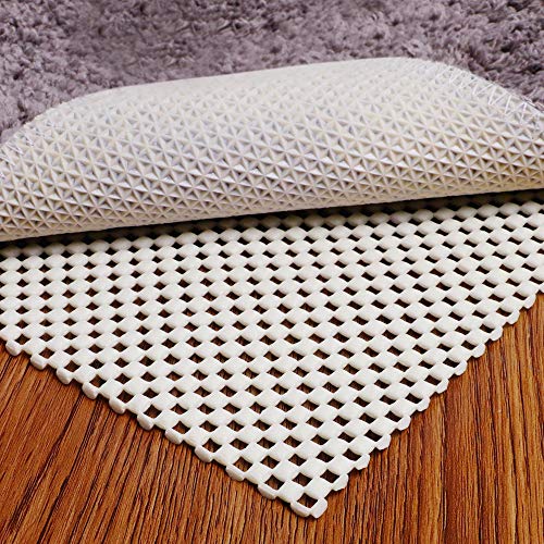 Puroma Non-Slip Area Rug Pad, 5 x 7 Ft Extra Thick Rug Gripper Protective Cushioning Pad for Hardwood Floors, White