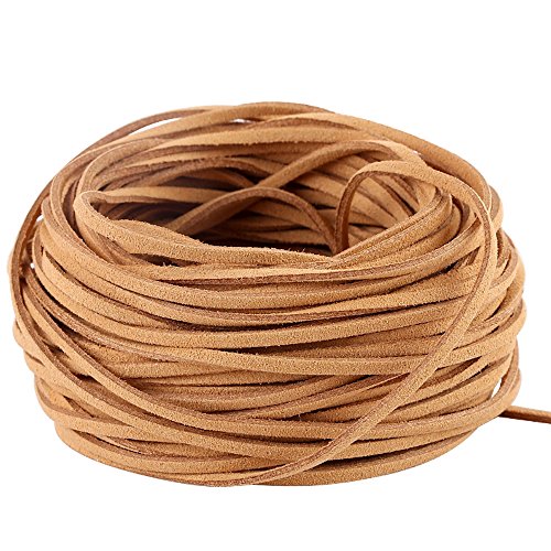 Navifoce Genuine Flat Suede Leather Cord Lace Beading Craft Thread String, 0.3mm, 20 Meter Spool (Brown)