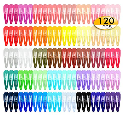 120 Pack Girls Hair Clips, 40 Assorted Candy Colors Hair Clips Barrettes 2 Inch Metal Snap No Slip Barrettes for Kids Teens Women