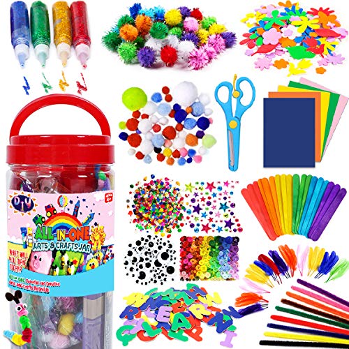 FunzBo Arts and Crafts Supplies for Kids - Craft Art Supply Kit for Toddlers Age 4 5 6 7 8 9 - All in One D.I.Y. Crafting Collage School Supply Arts Set for Kids