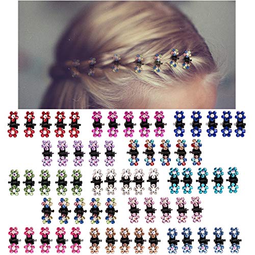 ANBALA Hair Claw Clips, 65pcs Mini Hair Clips No-Slip Grip Jaw Clips Glitter Teeth Clips Rhinestone Hair Clips Metal Clamps Mix Colored Flower Hair Accessories for Women Girls