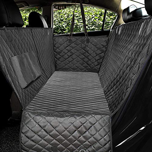 Honest Luxury Quilted Dog Car Seat Covers with Side Flap Pet Backseat Cover for Cars, Trucks, and Suv's - Waterproof & Nonslip Diamond Pattern Dog Seat Cover Black Large (57''Wx60''L)