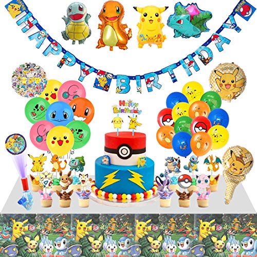 Birthday Party Supplies for Game Fans, 142 pcs Video Game Party Decoration Boys Favors Including-Balloons, Banner,Cake Toppers,Finger Lights,tablecloth,Stickers, Cupcake Toppers cutlery Kit Gifts.