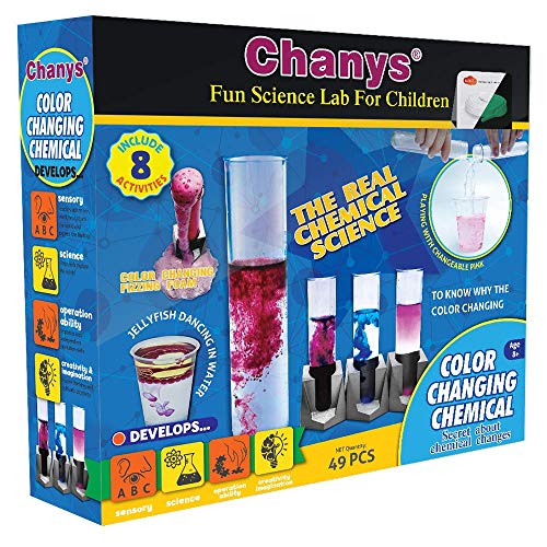 Chanys Chemistry Set Science Kits for Kids Age 5 & Up - STEM Toys for Kids - Color Changing Educational Science Kit - Learning Toys for Boys and Girls - 8 Experiments & 45 Pieces